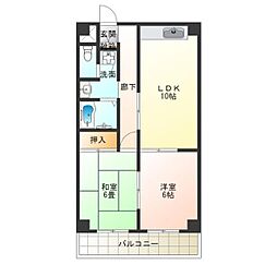 ビジタル丸山通 2LDKの間取図画像