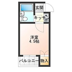 ケアンズクラブ帝塚山 1Kの間取図画像