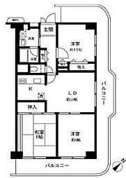北越谷スカイハイツ 3LDKの間取図画像