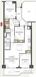 パークハイツ越谷D棟 3LDKの間取図画像