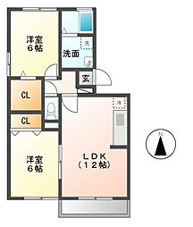 関東鉄道常総線 取手駅 徒歩14分の賃貸アパート 3階2LDKの間取り
