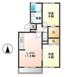 ウエストポイント 2LDKの間取図画像