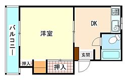 勝間マンション 1DKの間取図画像