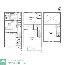 ソレイユ B棟 2LDKの間取図画像