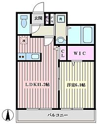グリシーヌ石神井公園 1LDKの間取図画像