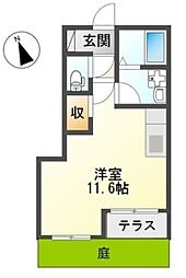 ダブルクインテット ワンルームの間取図画像