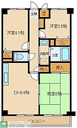ヴェルデュール東久留米 3DKの間取図画像