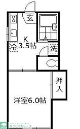 エレガンスタキザワ 1Kの間取図画像