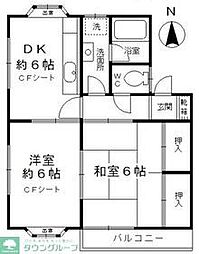 グランドメゾン2号館 2DKの間取図画像