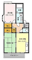 ツインズハイツB 2DKの間取図画像