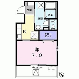 リマンベール 1Kの間取図画像