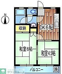 ハイツ北原2号館 2DKの間取図画像