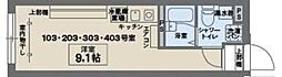 ココフラットナカムラバシ ワンルームの間取図画像