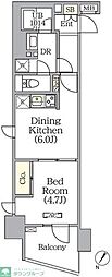 プライムガーデン赤塚 1DKの間取図画像