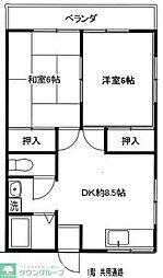 コーポ藤宮 2DKの間取図画像