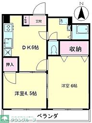サンハイツ竹内 2DKの間取図画像