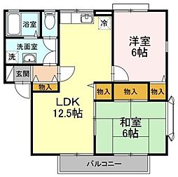 ベルコート 2LDKの間取図画像