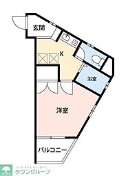 ロックヒル豊島園 1Kの間取図画像