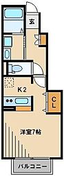 エテルネルA棟 1Kの間取図画像