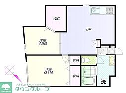 三高・ヴィラ東武練馬2 2DKの間取図画像