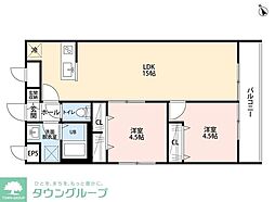 朝霞市幸町3丁目アパート 2LDKの間取図画像