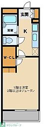 レオパレスグランディール5 1Kの間取図画像