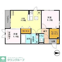メルベーユ 2LDKの間取図画像