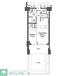 プライマル練馬豊島園 1LDKの間取図画像