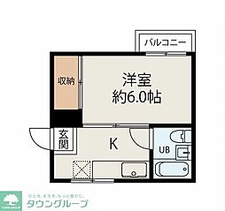 リバーサイド石神井 1Kの間取図画像