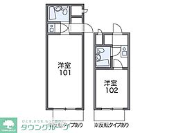 レオパレスグリーン 1Kの間取図画像