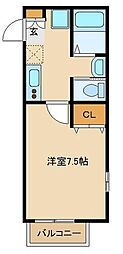 キャメル秋津5 1Kの間取図画像