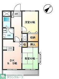 クレストール中里 2DKの間取図画像