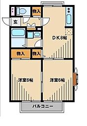 シャルムB 2DKの間取図画像