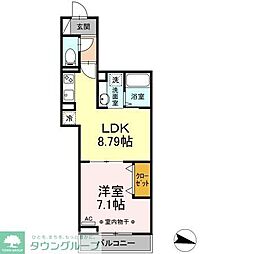 アヴァンス東大泉A 1LDKの間取図画像