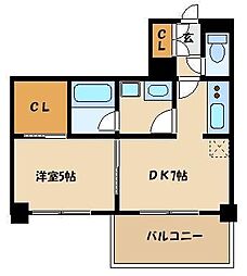 西武池袋線 東久留米駅 徒歩5分の賃貸マンション 5階1DKの間取り