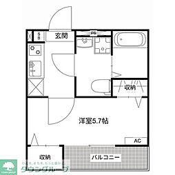 MQuarto新座II 2階1Kの間取り