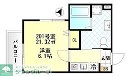 FERIO上井草 2階1Kの間取り