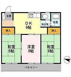 長瀬第三マンション 1階3DKの間取り