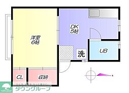 コーポパピヨン 2階1DKの間取り