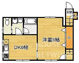 歡峯ハイツ 1DKの間取図画像
