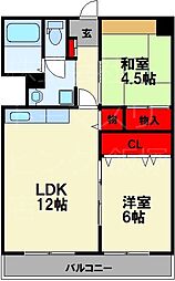 第1高見ビル 2LDKの間取図画像