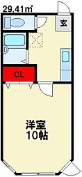 カーサデュオ 1Kの間取図画像
