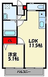 モアメゾンA 1LDKの間取図画像
