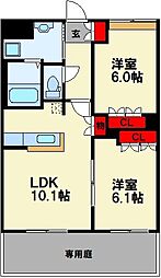 CENTURY椿B 2LDKの間取図画像