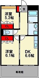 プラム・グランデ 2DKの間取図画像