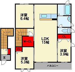 ガーデンコート花宅C棟 3LDKの間取図画像