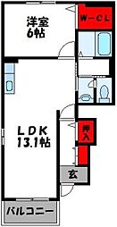 カーサ・フェリーチェ 1LDKの間取図画像