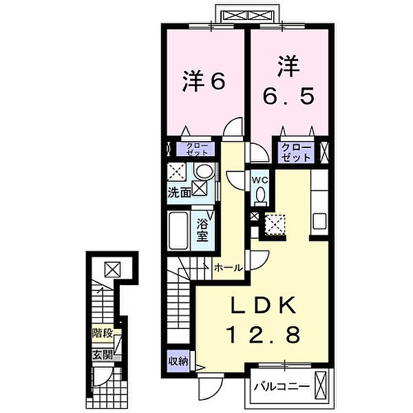 ソレア－ド久保I番館 205｜大阪府泉南郡熊取町久保1丁目(賃貸アパート2LDK・2階・62.45㎡)の写真 その2