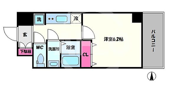 グランデュール鶴橋 ｜大阪府大阪市生野区鶴橋2丁目(賃貸マンション1K・6階・25.20㎡)の写真 その2