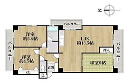 サンライズ港陽 3LDKの間取図画像